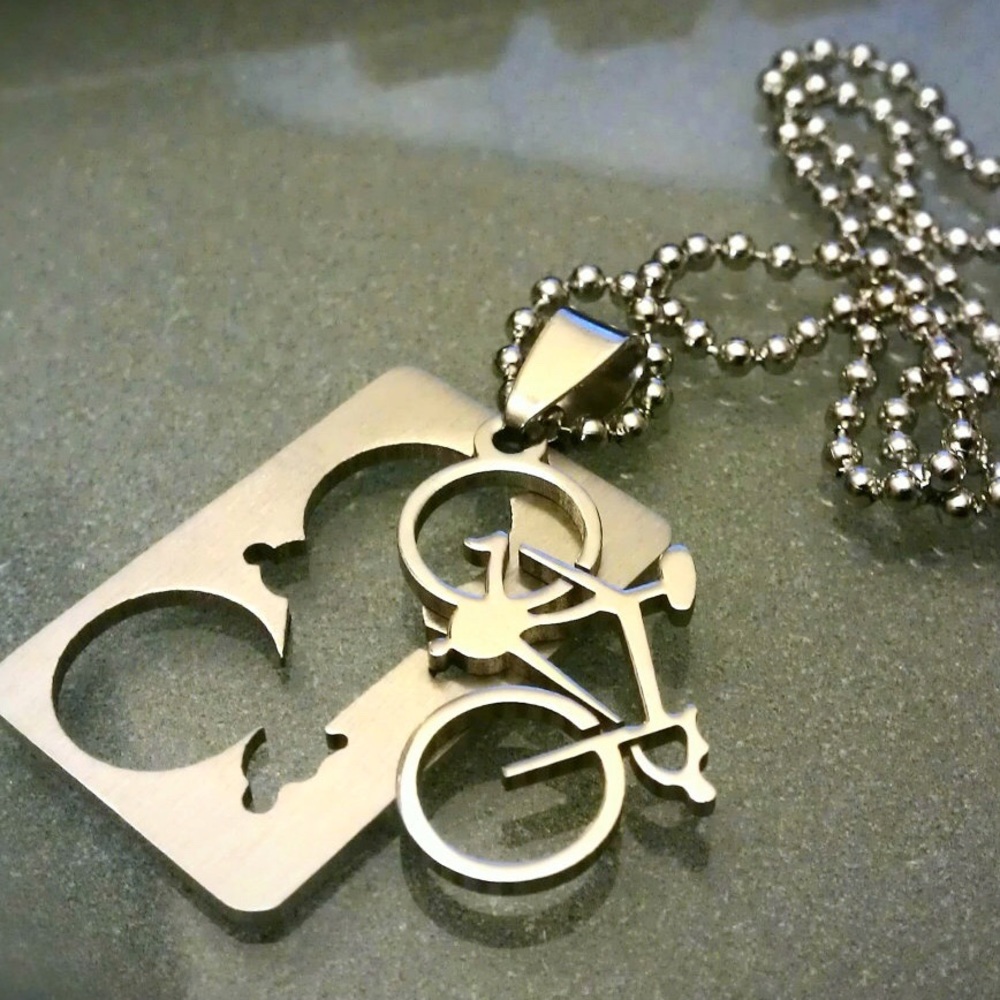 New Listing  Laser Cut Bike Pendant or Dog Tag